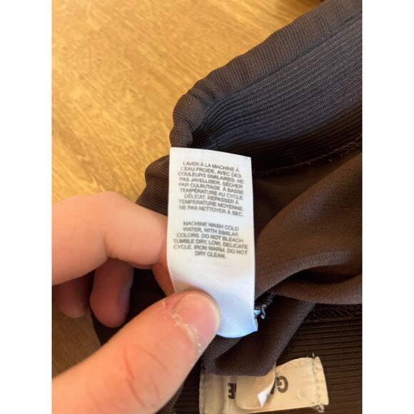 Garage Pull-On Knit Flare Leg Pants Size Medium Brown Seaming Down Legs Stretch - Picture 5 of 8